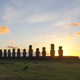 Sunrise at the Tongariki site on Easter Island.